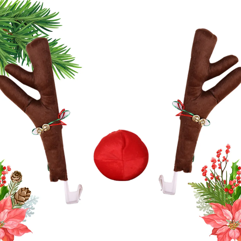 Decorações de carro de Natal: chifres de rena e chifres de alce Castanho big image 1