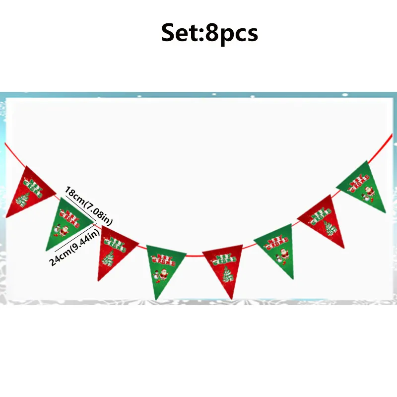 Festive Paper Triangular Flags for Christmas Decoration Multi-color