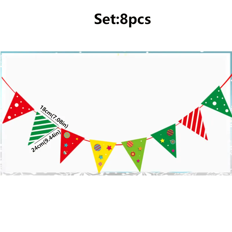 Festive Paper Triangular Flags for Christmas Decoration Color-E