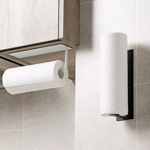 No-Drill Toilet Paper Holder with Hook Design to Securely Hold Tissue Roll Without Falling