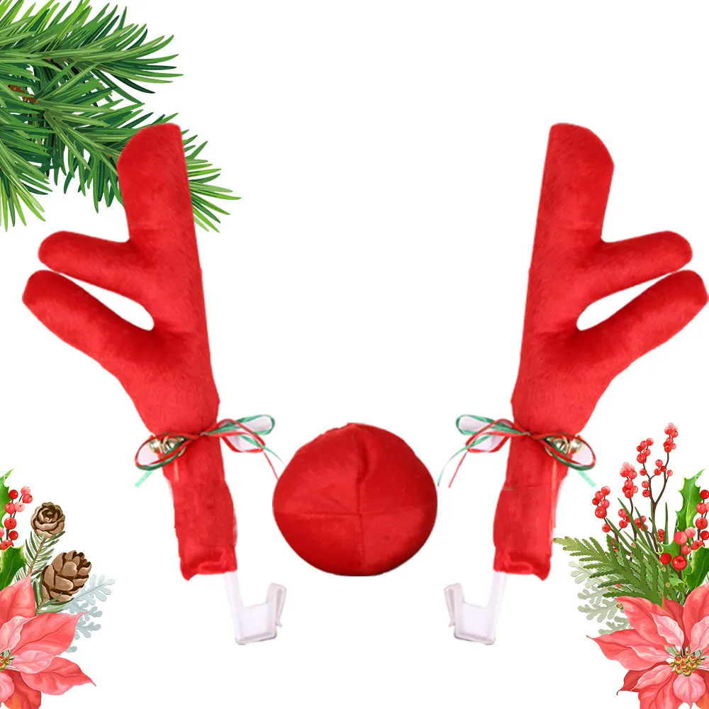 Decorações de carro de Natal: chifres de rena e chifres de alce Vermelho big image 1