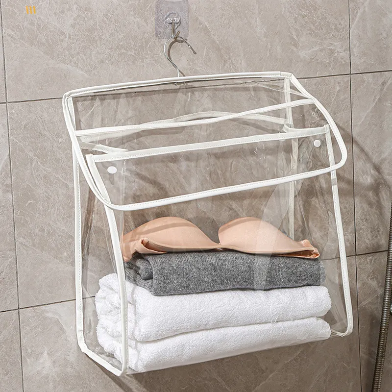 Waterproof PVC Bathroom Hanging Organizer for Clothes and Toiletries White big image 1