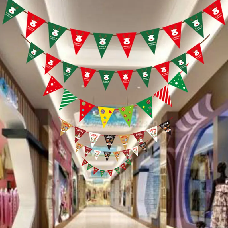 Festive Paper Triangular Flags for Christmas Decoration Color-D big image 1