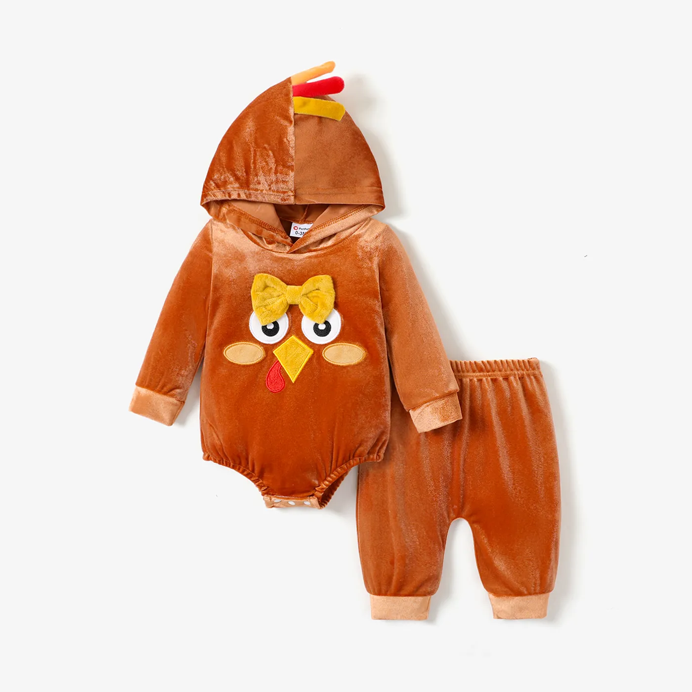 2pcs Baby Girl/Boy Thanksgiving  Childlike Style Hooded Set 