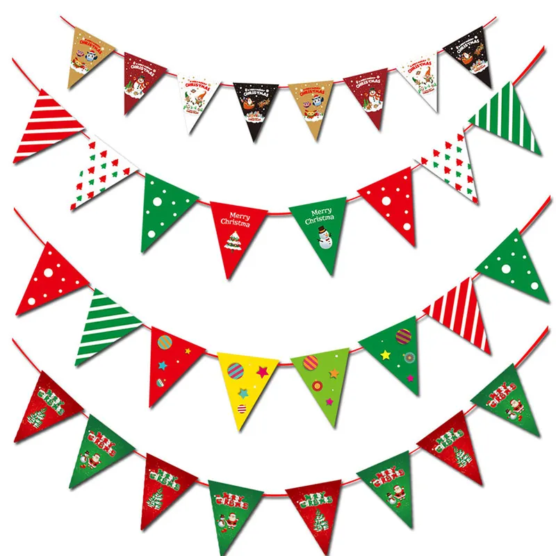 Drapeaux triangulaires en papier festifs pour la décoration de Noël Couleur-D big image 1