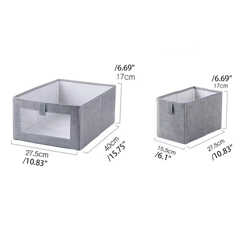 Multi-functional Non-woven Fabric Storage Box for Underwear and Stationery with Folding Design Grey big image 1