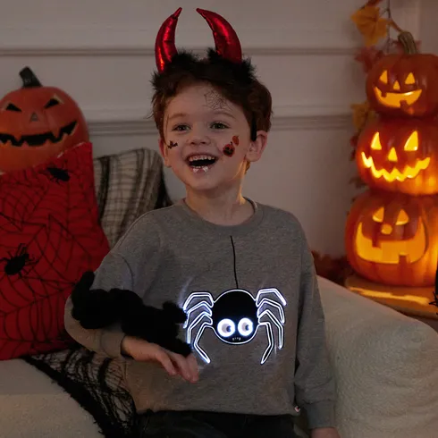 Go-Glow Illuminating Sweatshirt with Light Up Spider Including Controller (Built-In Battery) WARMGREY big image 1