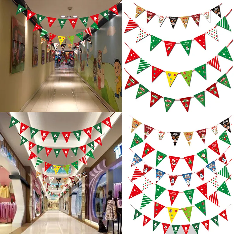 Festive Paper Triangular Flags for Christmas Decoration Color-D big image 1