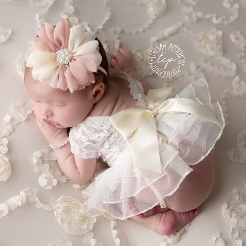 2pcs Newborn Photography Princess Costume - Skirt And Headband
