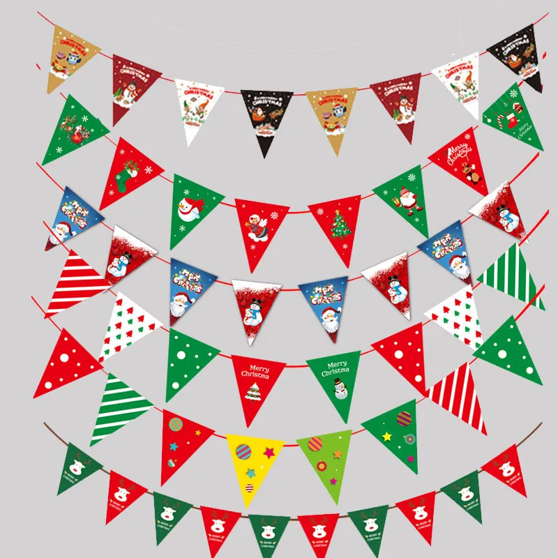 Drapeaux triangulaires en papier festifs pour la décoration de Noël Couleur-D big image 1