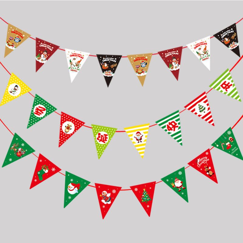 

Festive Paper Triangular Flags for Christmas Decoration