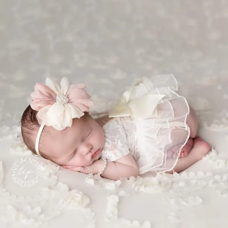 2pcs Newborn Photography Princess Costume - Skirt and Headband OffWhite big image 1