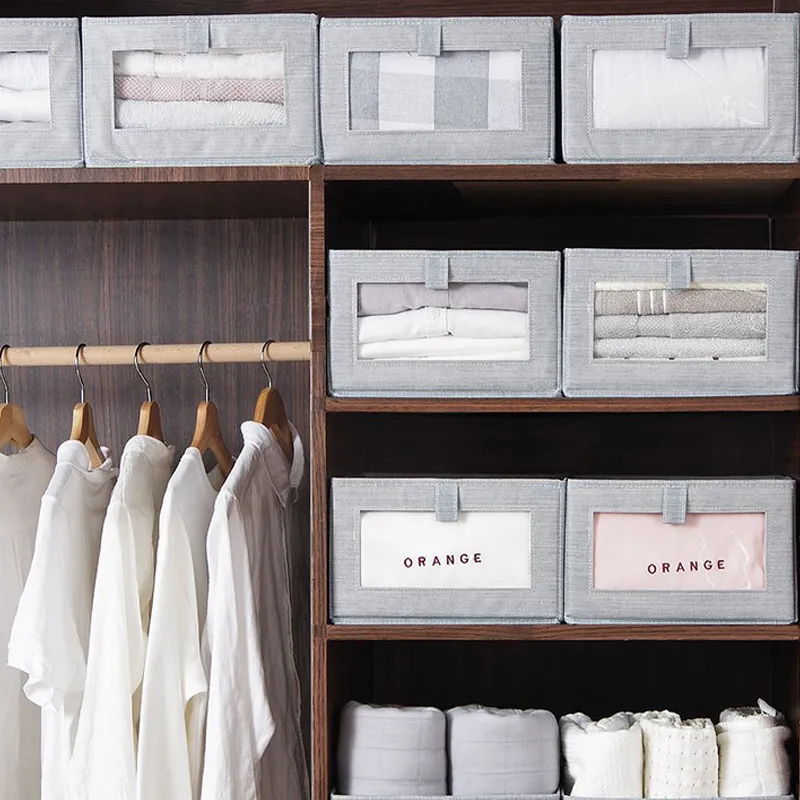 Multi-functional Non-woven Fabric Storage Box for Underwear and Stationery with Folding Design Grey image 3