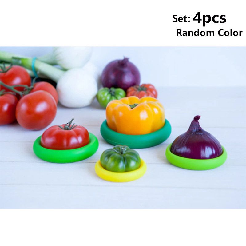 4pcs-Silicone Fruit And Vegetable Preservation Cover With Mats - Food Grade Material