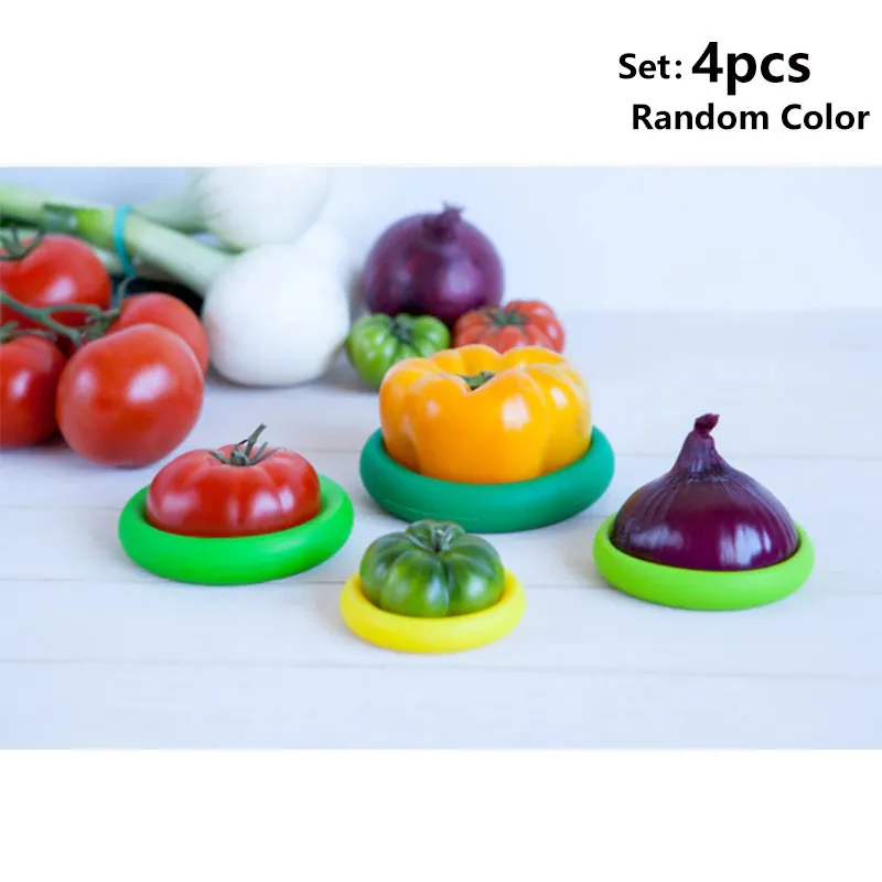 

4pcs-Silicone Fruit and Vegetable Preservation Cover with Mats - Food Grade Material