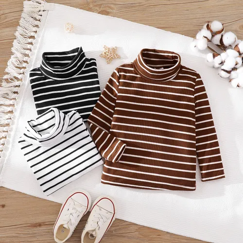 Toddler Girl/Boy Striped Casual Top with Stand Collar