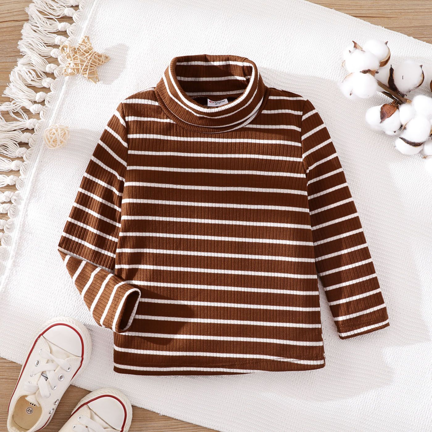 Toddler Girl/Boy Striped Casual Top With Stand Collar