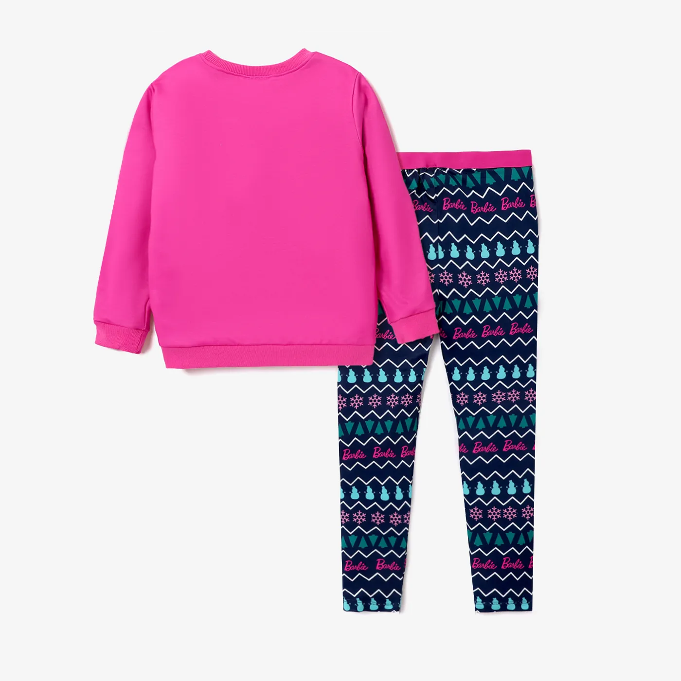 Barbie Christmas Kid Girl Gift Box Snowflake Long-sleeve Top and Pants Sets Hot Pink image 5