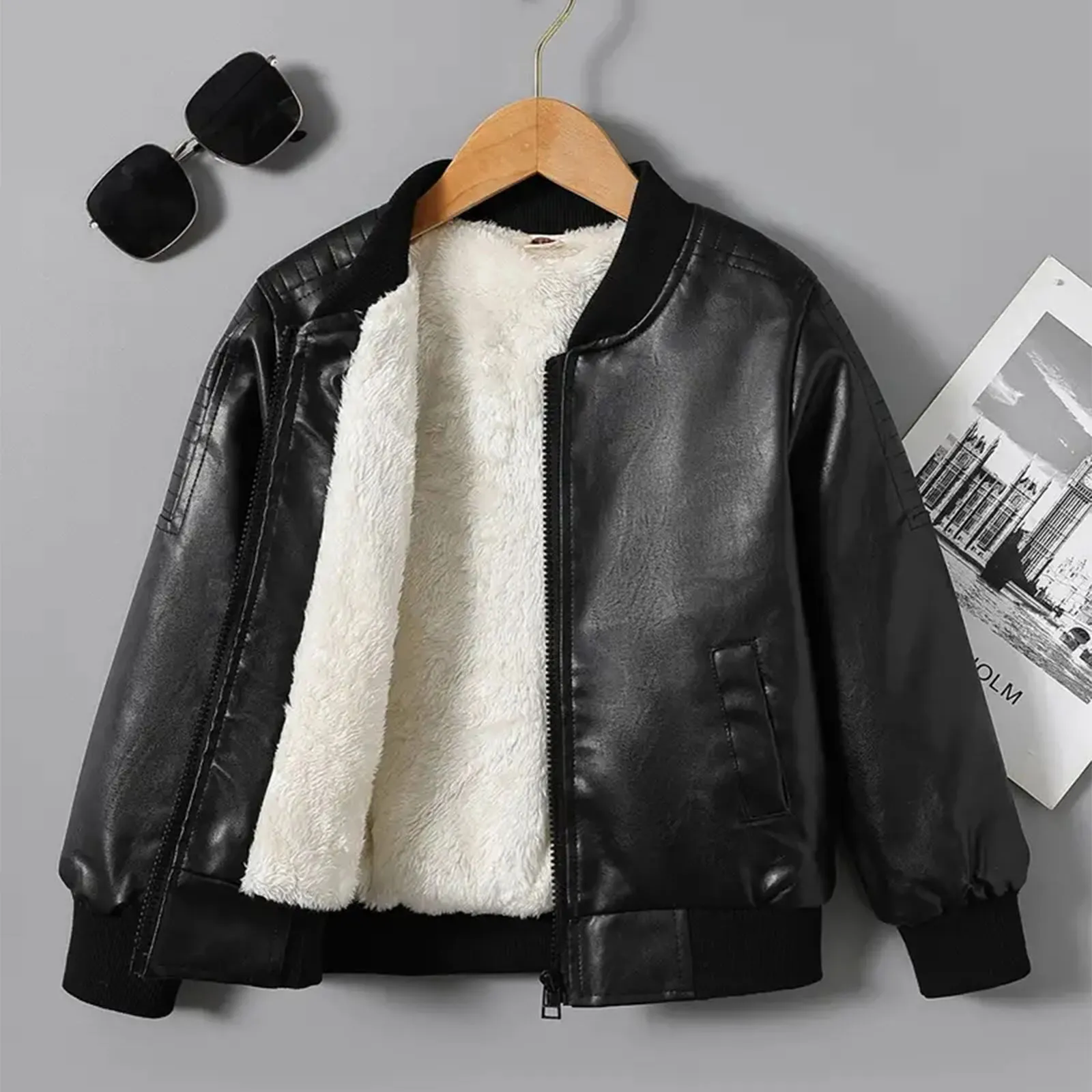 Kid Boy Avant-garde Solid Color Thick Jacket