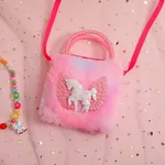 Cartoon unicorn shoulder bag, cute decorative bag that girls like Red