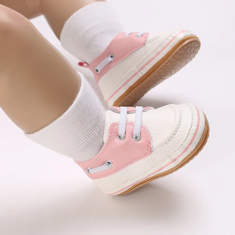 Baby & Toddler Color-block Lace-up Design Soft Sole Prewalker Shoes  image 2