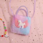 Cartoon unicorn shoulder bag, cute decorative bag that girls like Purple