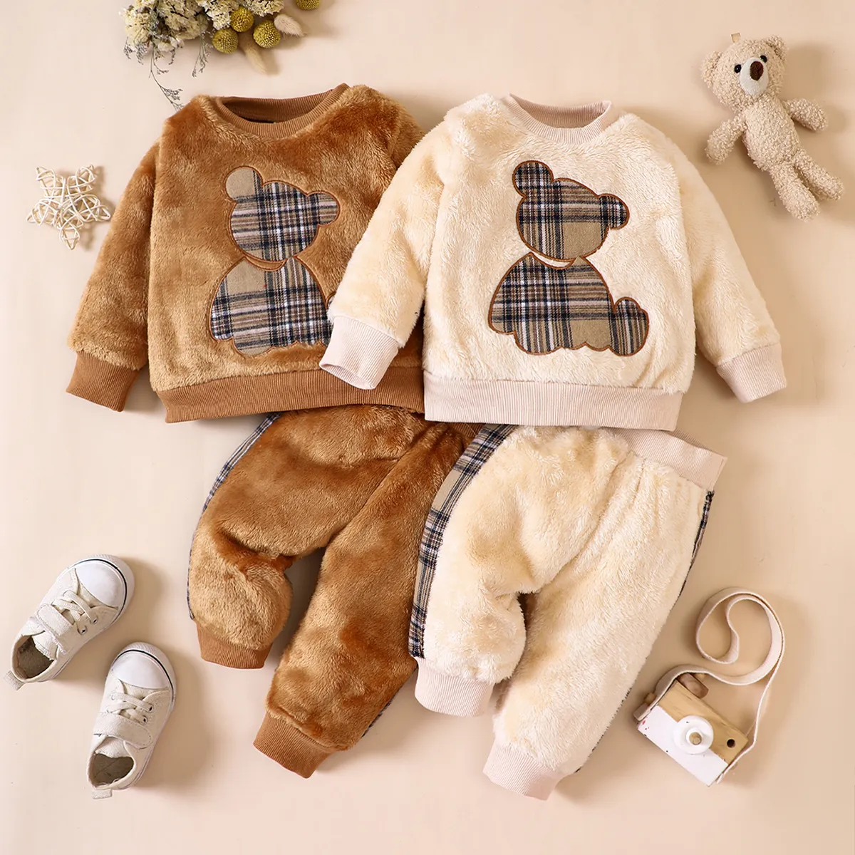 2pcs Baby Girl/Boy Childlike Animal Pattern Set
