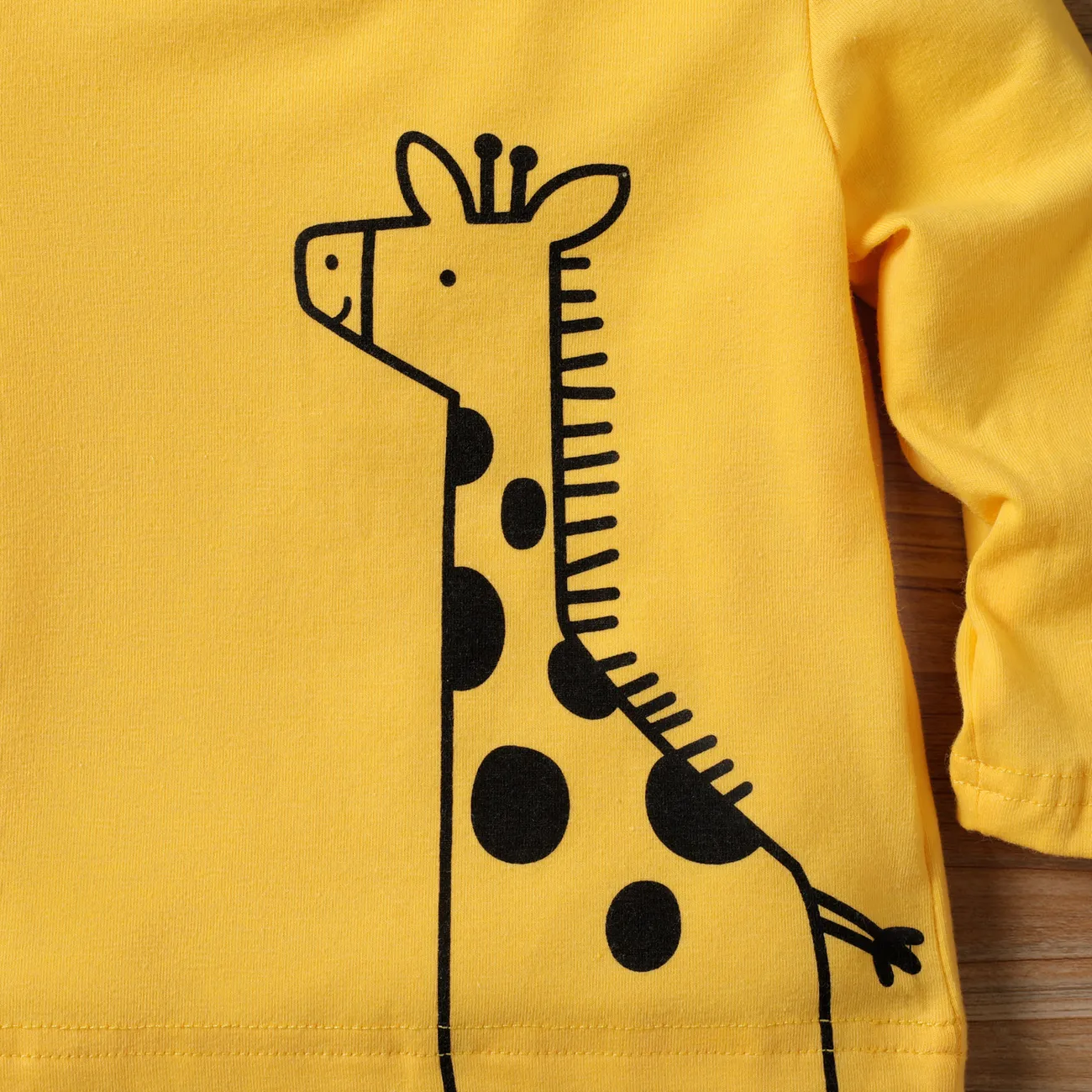 Niño pequeño Unisex Infantil Animales Manga larga Camiseta Amarillo big image 1