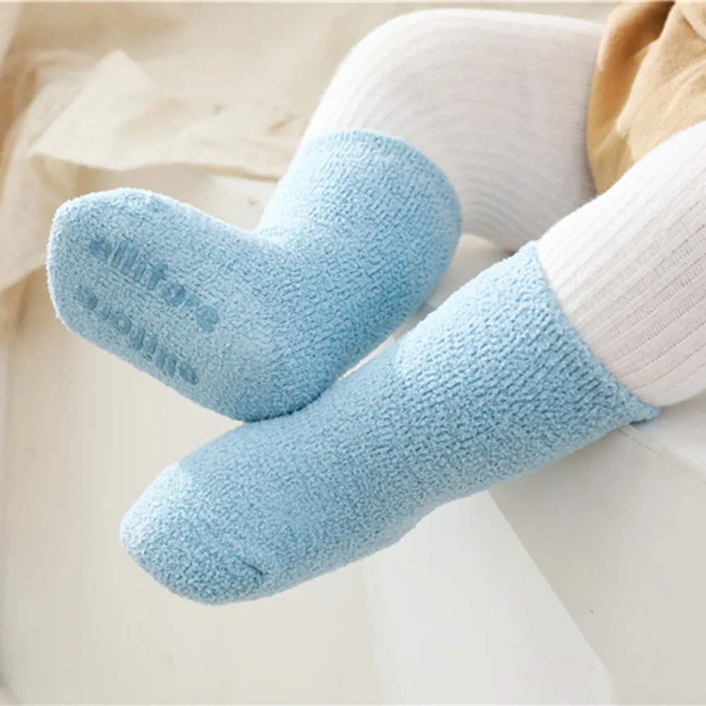 3-pack Baby Basic Coral veludo material, macio e confortável espessado meias de piso quente  image 2