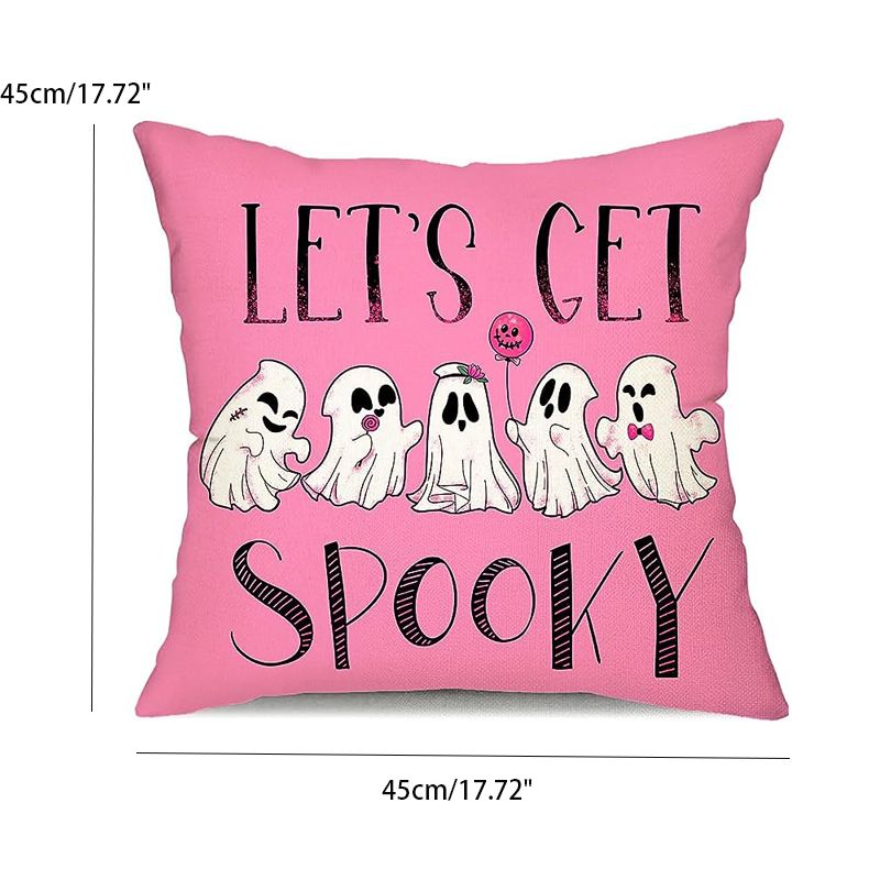 Pink Halloween Linen Pillowcase (No Pillow Core)