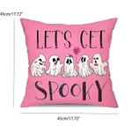 Pink Halloween Linen Pillowcase (No Pillow Core)  Color-D