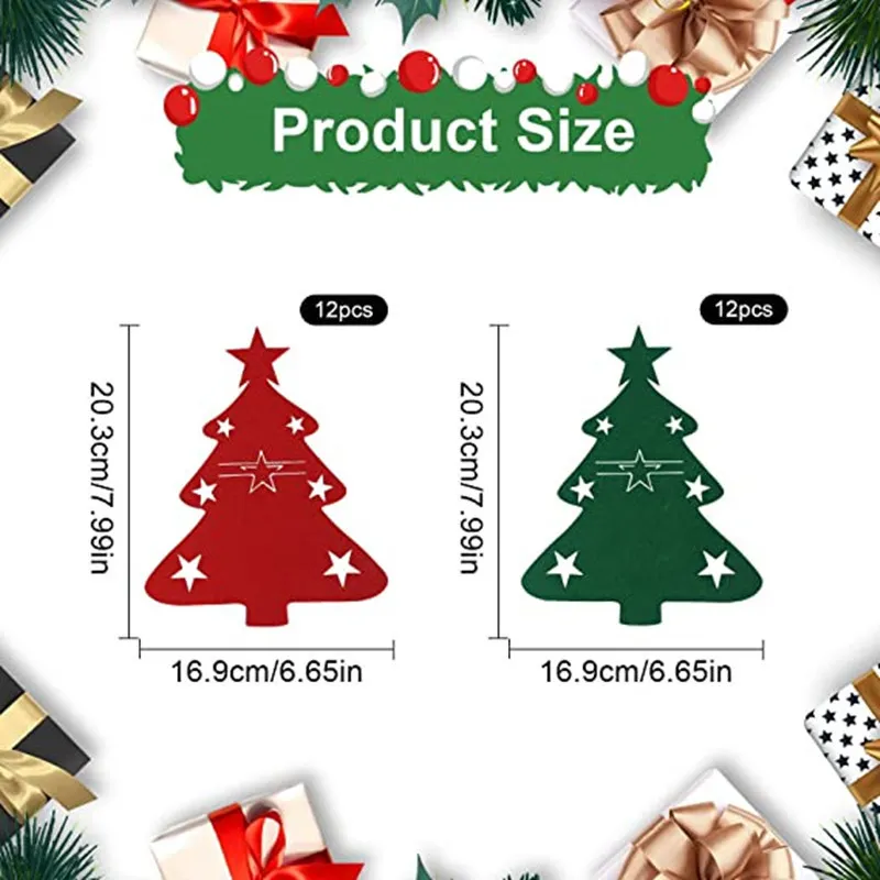 Set de 10 cubiertos navideños en fieltro rojo y verde Verde big image 1