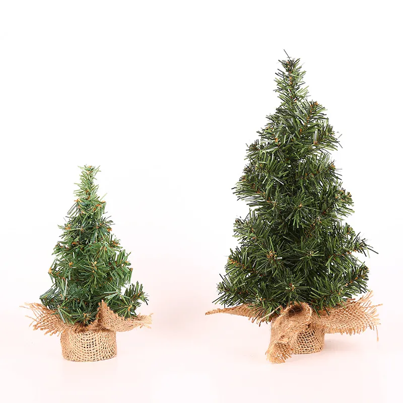 Mini-Weihnachtsbaum mit Jutebasis für die Partydekoration grün big image 1