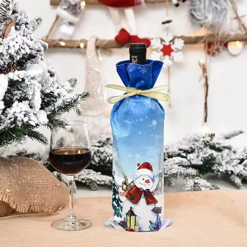 Christmas Decorative Wine Bottle Cover for Hotel and Home Decor Blue