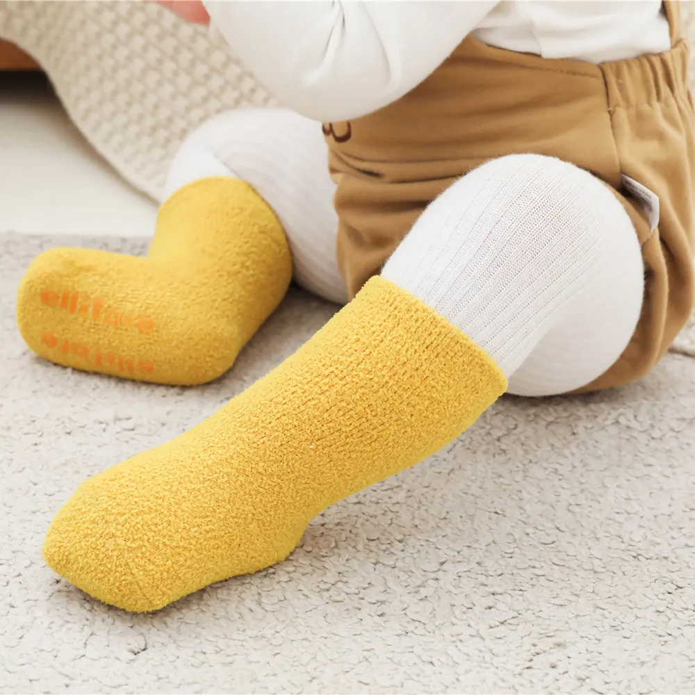 3-pack Baby Basic Coral veludo material, macio e confortável espessado meias de piso quente  image 4