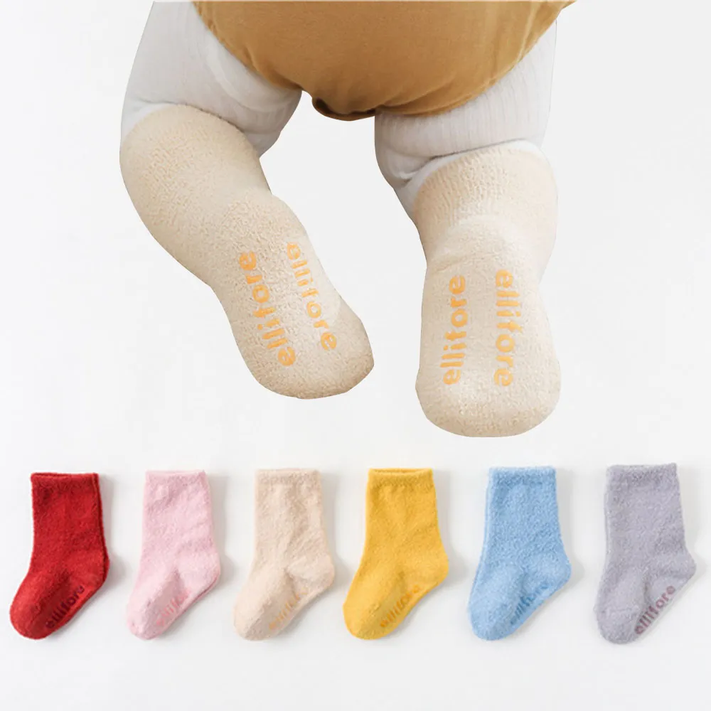 3-pack Baby Basic Coral veludo material, macio e confortável espessado meias de piso quente  image 6