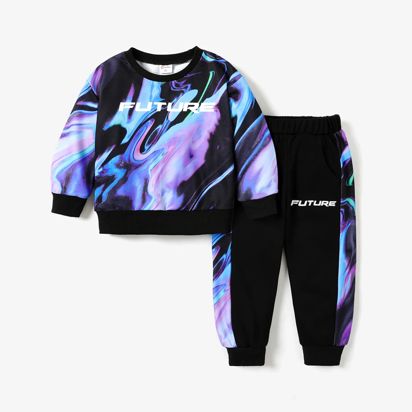 2pcs Toddler/Kid Boy Cyberpunk-Style Printed Set