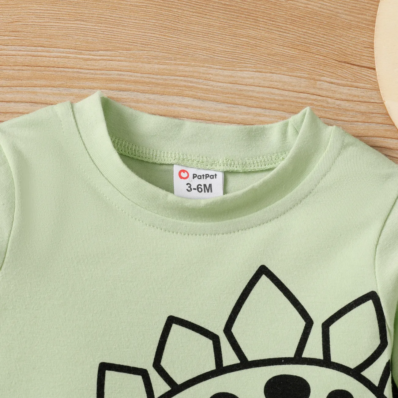 Criança Unissexo Infantil Animais Manga comprida T-shirts Verde Pálido big image 1
