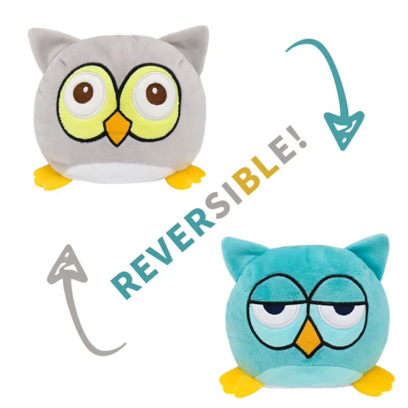 Brinquedo de pelúcia flip de dois lados: boneca de desenho animado animal bonito com expressões reversíveis Azul