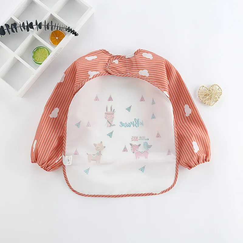 Cute Cartoon Waterproof Bib for Babies and Toddlers Orange color image 2