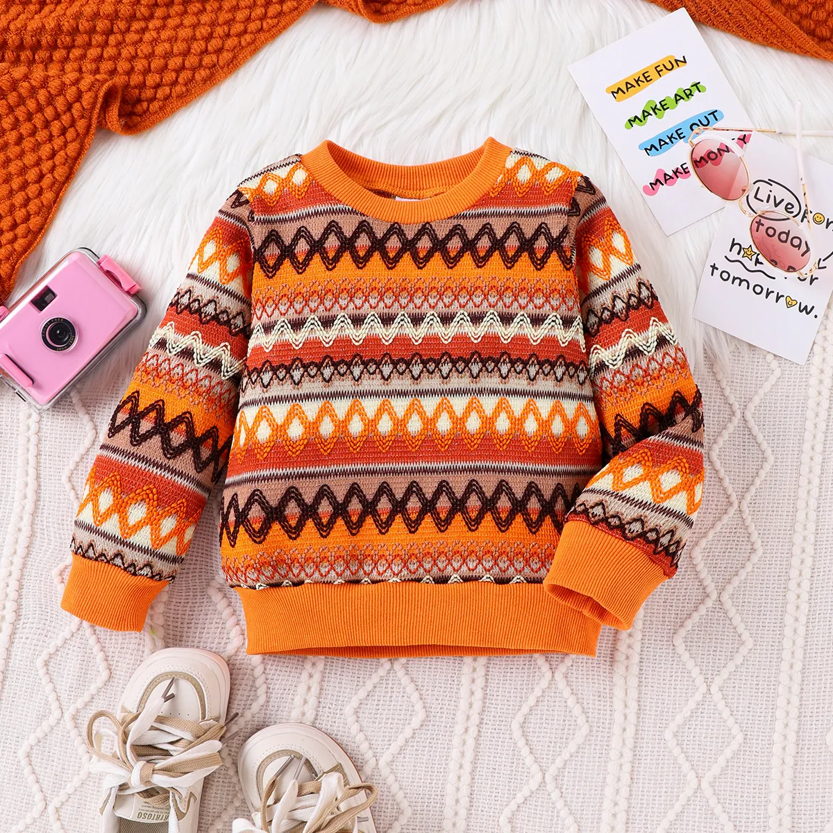 Kleinkinder Mädchen Boho-Stil Sweatshirts braun big image 1