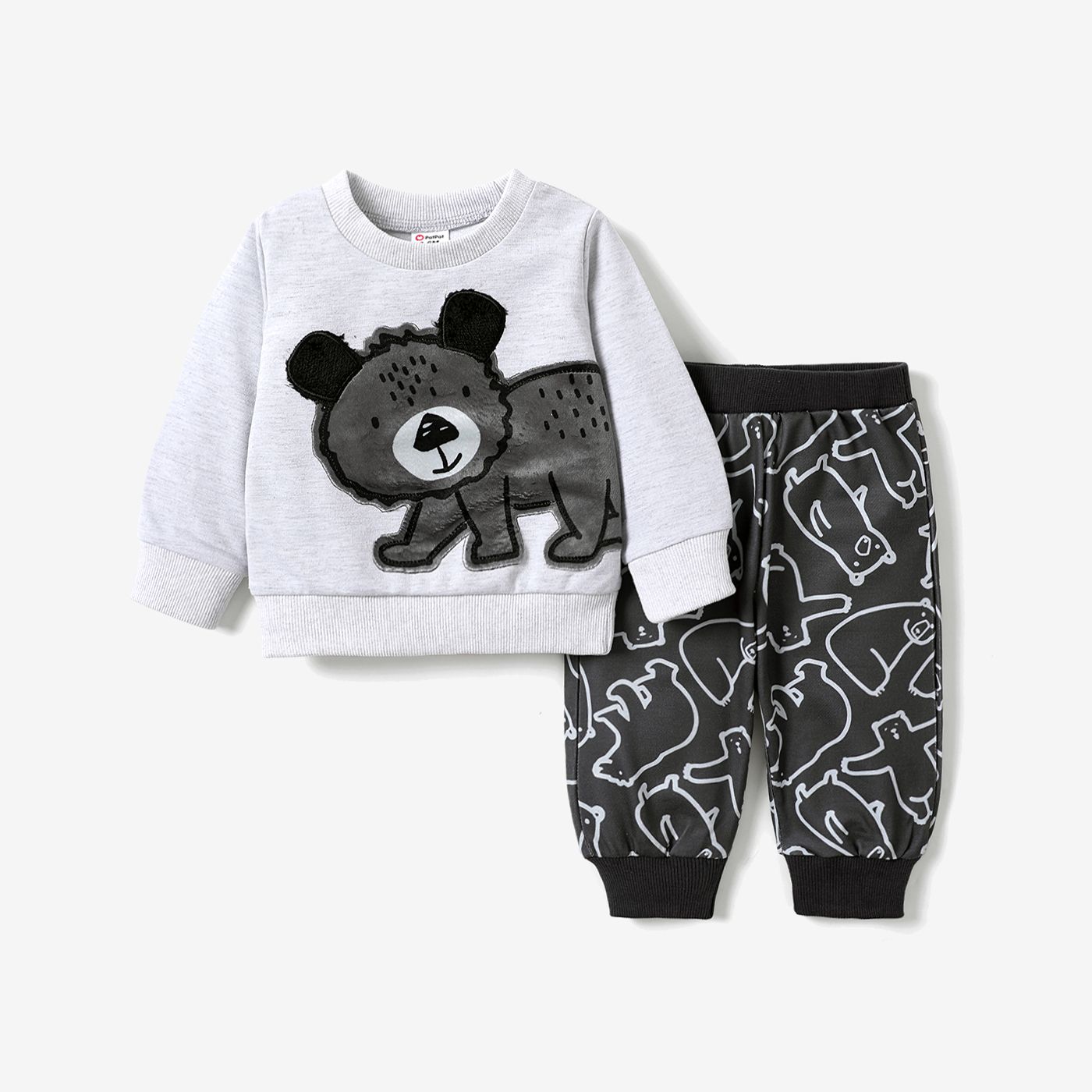 2pcs Baby Boy Childlike Style Bear Pattern Set