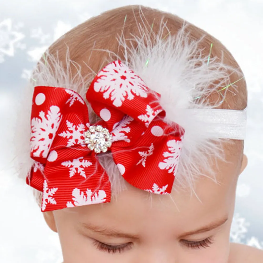 Sweet and festive Christmas feather headband for babys