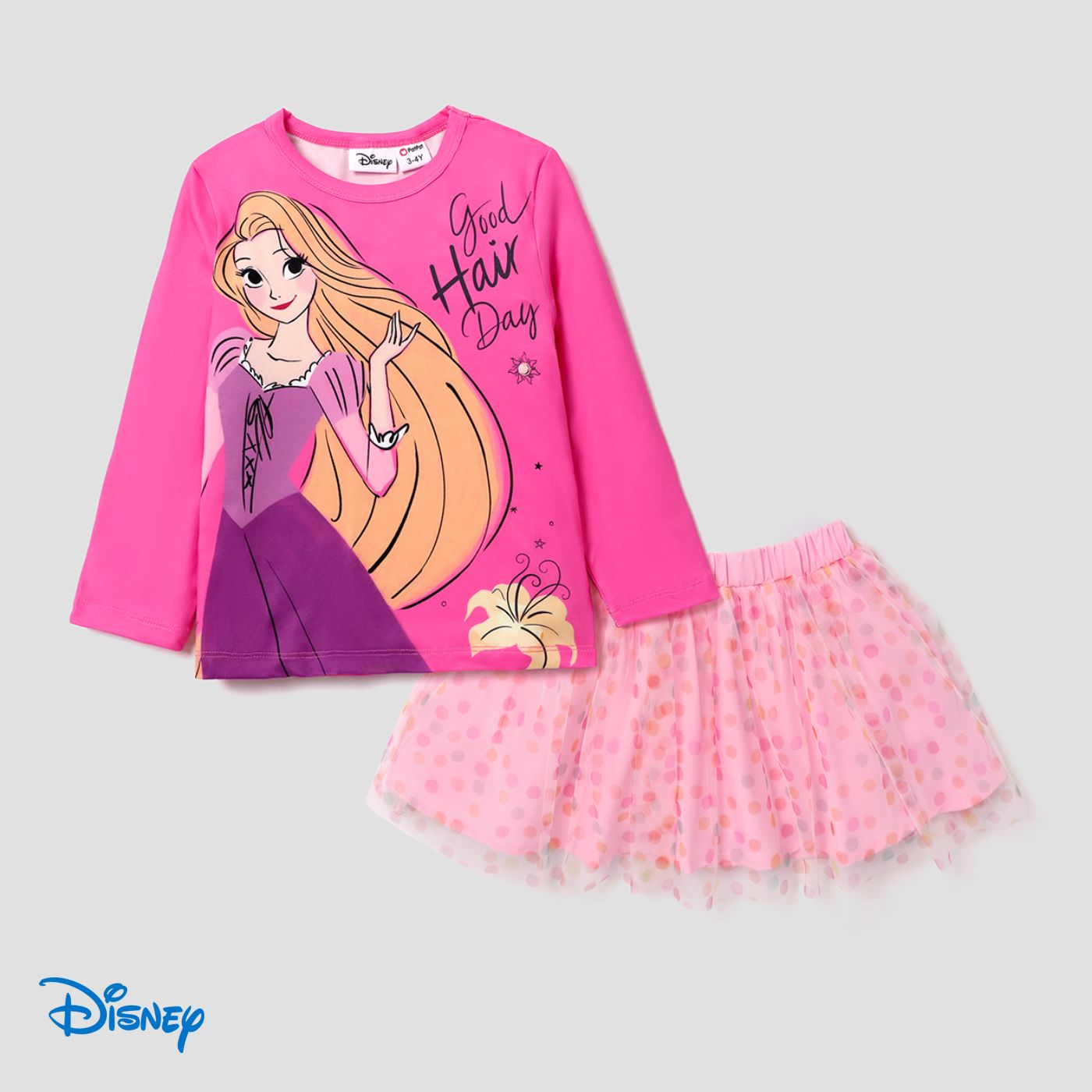 Disney Princess Toddler Girl 2pcs Character Print Long-sleeve Tee And Mesh Skirt Set