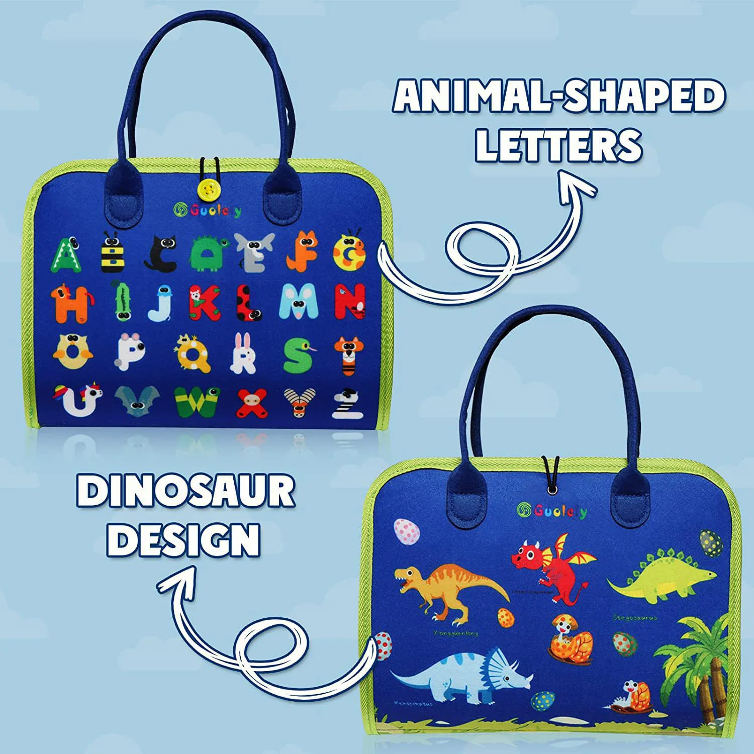 Felt Learning Board for Children - Educational and Puzzle Toy with Dressing and Busy Board, Perfect Birthday and Christmas Gift for Kids Blue big image 1