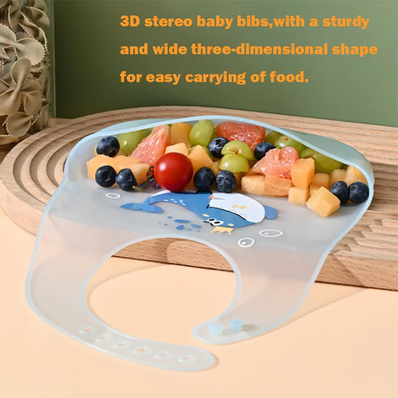 Wasserdichtes Silikon-Babylätzchen - verhindert Flecken und Verschüttungen während der Mahlzeiten Aprikose big image 1