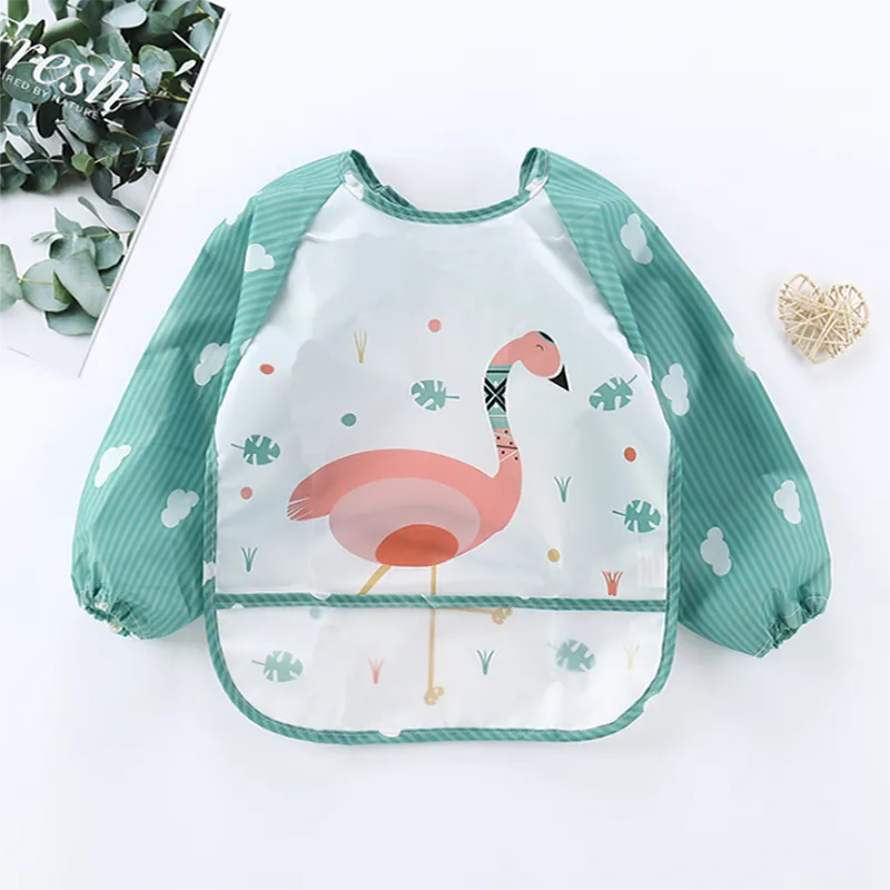 Cute Cartoon Waterproof Bib for Babies and Toddlers Green