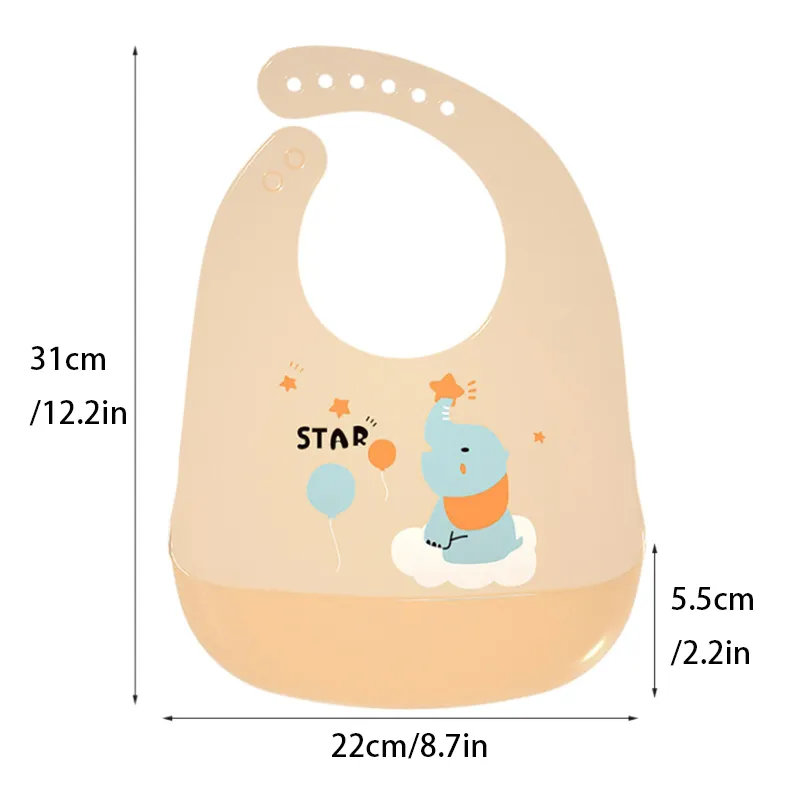 Waterproof Silicone Baby Bib - Preventing Stains and Spills during Mealtime Apricot image 6