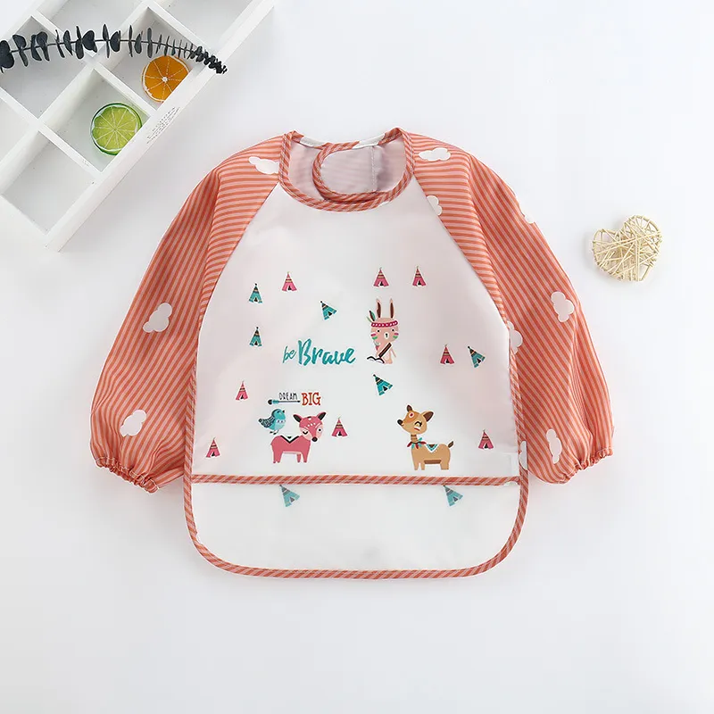 Cute Cartoon Waterproof Bib for Babies and Toddlers Orange color big image 1