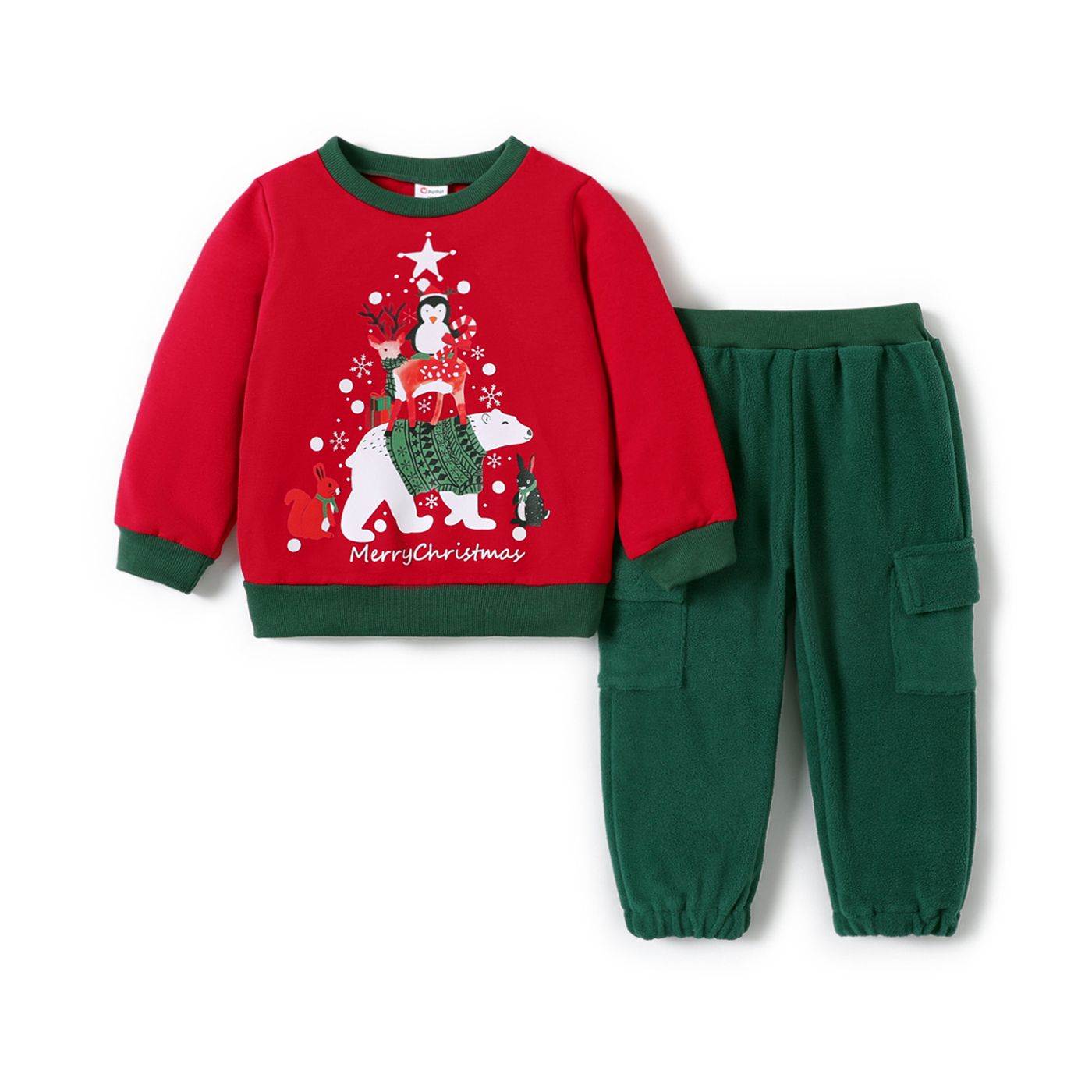 

2pcs Toddler Boy Christmas Cute Print Long Sleeve Set